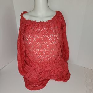 Offshoulder top Wa Wa Woom Jumpsuit Lace Coral Sz L